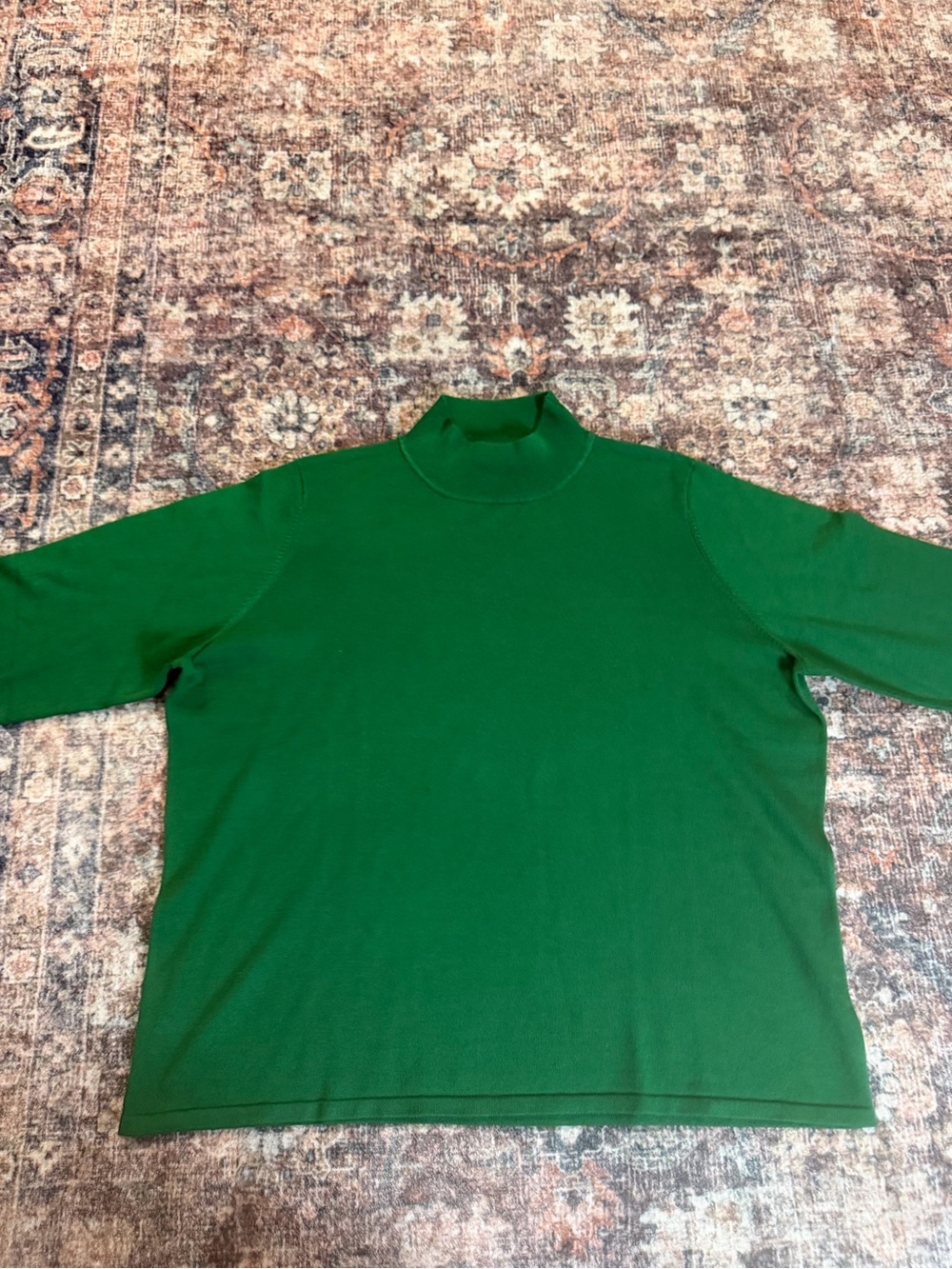 Pendleton Women's 1X Green silk blend  Mock Neck Long Sleeve Pullover Sweater